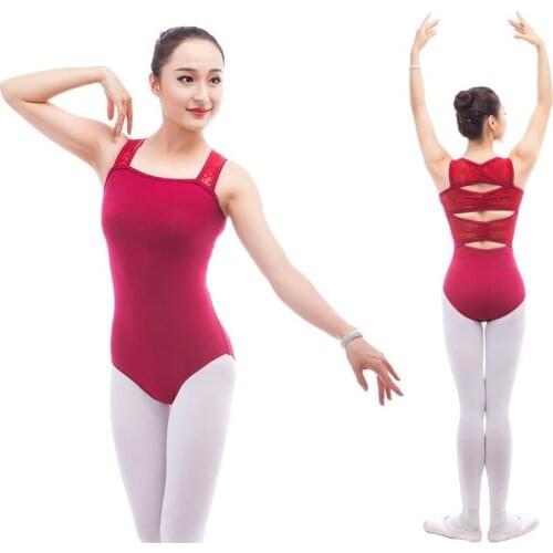 New Women Sleeveless Spandex Cotton Ballet Leotards Gymnastics Leotard Sexy Lace Backless Dancewear Adult Dance Practice Clothes