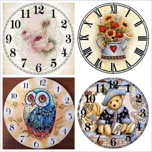 Full Diamond Painting Cross Stitch kit Cartoon Animal With Clock Mechanism Mosaic 5D Diy Square Round 3d Embroidery Gift H514