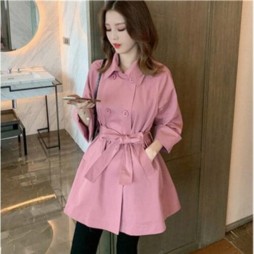 Mid-Length Casual Trench Coat Womens Clothing 2020 Spring Autumn New Fashion Loose All-Match Double Breasted Tooling Windbreaker