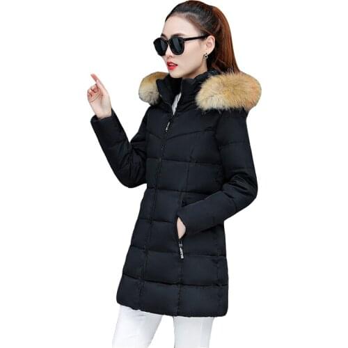 Down cotton Coats Women Parkas Winter Long Chinese Jacket For Ladies Winter Long Coat Jaquetas Fur collar Down cotton jacket