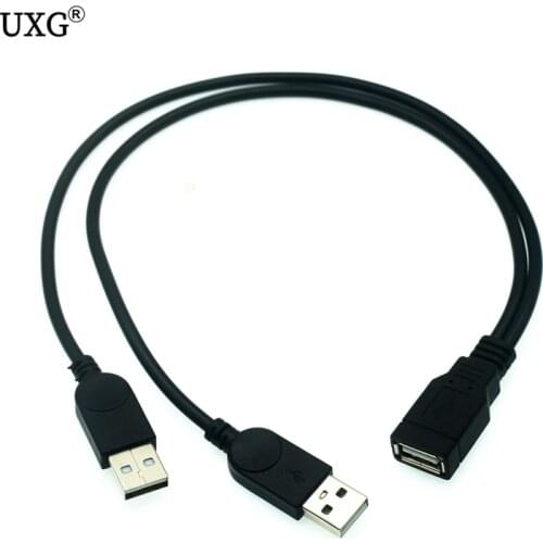 30cm USB 2.0 A Male to USB Female 2 Double Dual Power Supply USB Female Splitter Extension Cable HUB Charge for Printers