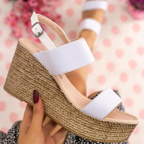Tonar Sashy White Linen Wedges Women Sandals New Season Platform Summer Stylish and Simple Trend Fashion