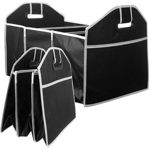 Foldable Trunk Storage Organizer, Reinforced Handles Suitable for Any Car, SUV, Mini-van Model Size(Black)