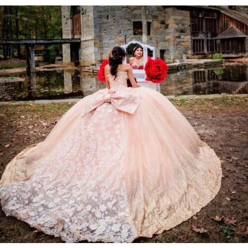 Vestidos de 15 años 2020 Sweetheart Quinceanera Dresses Beaded Sequin 3D Flowers Floral Applique Sweet 16 Prom Dress