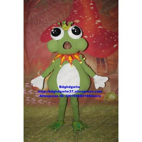 Green The Frog Prince Toad Bufonid Bullfrog Mascot Costume Cartoon Character Wedding Celebration Appreciation Banquet zx2206