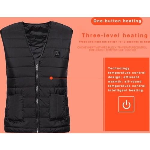 Men Electric Heating Vest Winter Warm Waistcoat USB Charging Heated Coat Outdoor Camping Hiking Walking Fishing Thermal Vest New