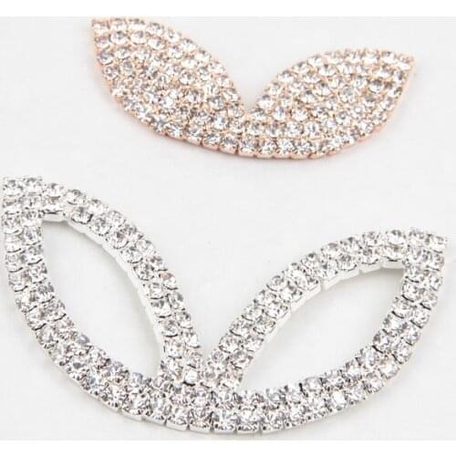 10pcs/lot Alloy Crystal Rhinestone Bunny Ears Buttons DIY Handmade Materials Kids Headband Hair Accessories Garment Decorative