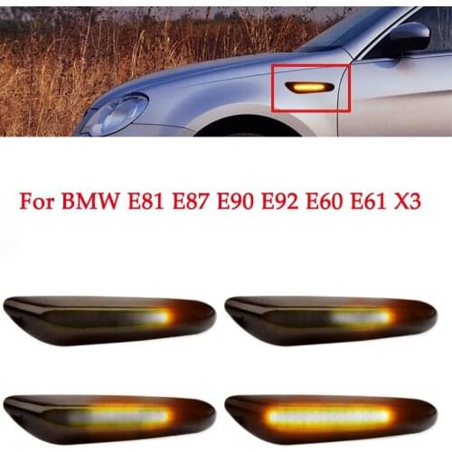 12V Left & Right Black Smoked Car LED Side Indicator Repeater Turn Signal Lamp For BMW E81 E87 E90 E92 E60 E61 X3