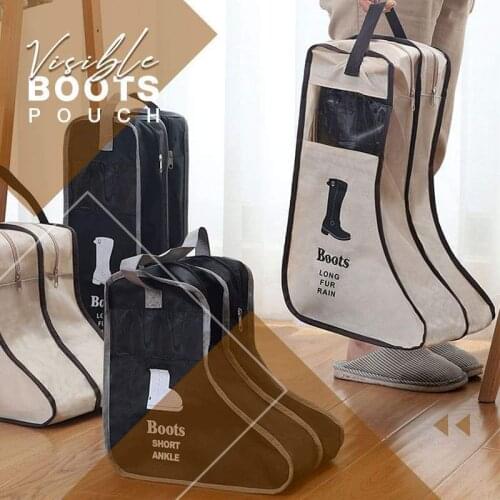 2 Color Shoe Pocket Boot Storage Bag Boot Cover Pouch Zipper Visible Window Case Travel Portable Practical