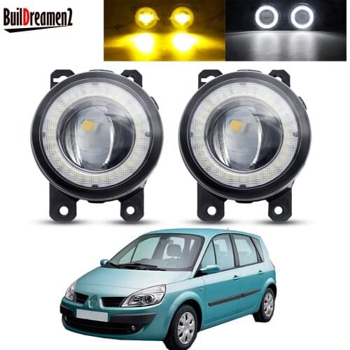 2 Pieces Angel Eye Fog Light Assembly For Renault Scenic II III 2003-2015 Car LED Lens DRL Fog Daytime Running Lamp 30W 12V