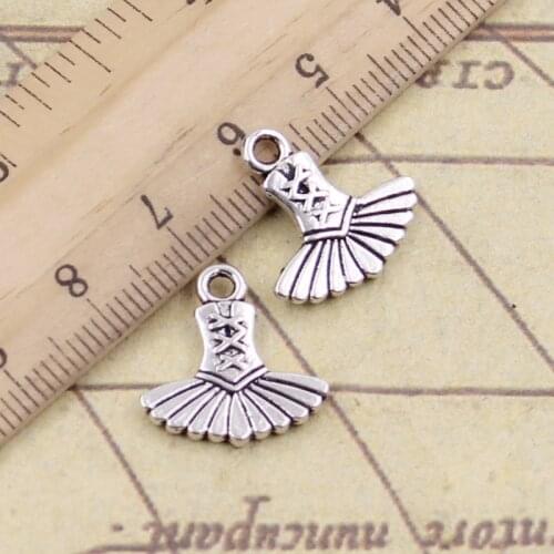 20pcs Charms Ballet Dress Tutu Ballerina 17x17mm Tibetan Silver Color Pendants Antique Jewelry Making DIY Handmade Craft
