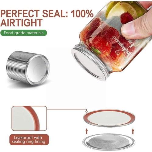 24pcs Regular Mouth 70mm Mason Jar Canning Lids, Reusable Split Sealing Lids Silver Rings Silicone Proof Leak With P4Q0