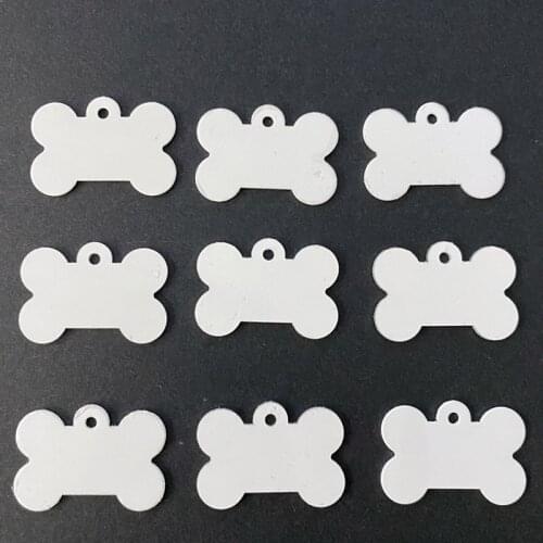 30 Pieces Sublimation Blank Dog Tags Aluminum Dog ID Tags Bone-Shaped Pet Name Tags Double Sided Dog Collar Tags