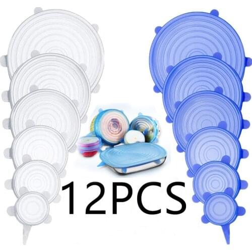 6/12pcs Silicone Stretch Lids Universal Lid Silicone Bowl Pot Lid Silicone Cover Pan Cooking Food Fresh Bowl Cover