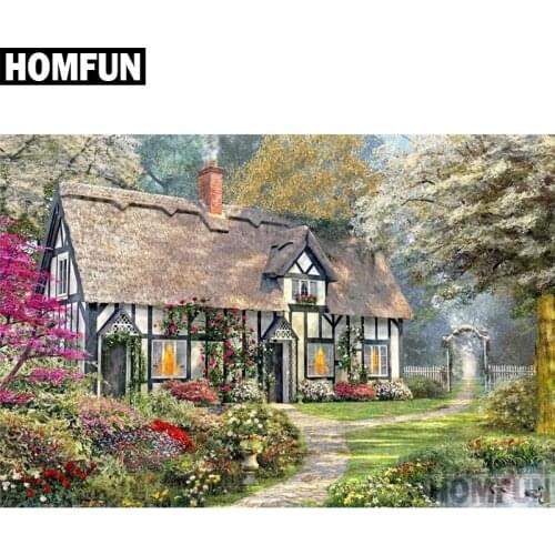 HOMFUN Full Square/Round Drill 5D DIY Diamond Painting "Forest House" Embroidery Cross Stitch 5D Home Decor Gift A04030