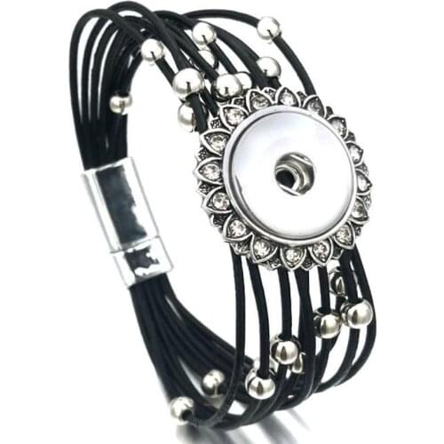 New Leather Snap Button Bracelet Fit 20mm 18mm Snap Buttons Jewelrey Bracelets Handmade Braided Leather Wrap Bracelet