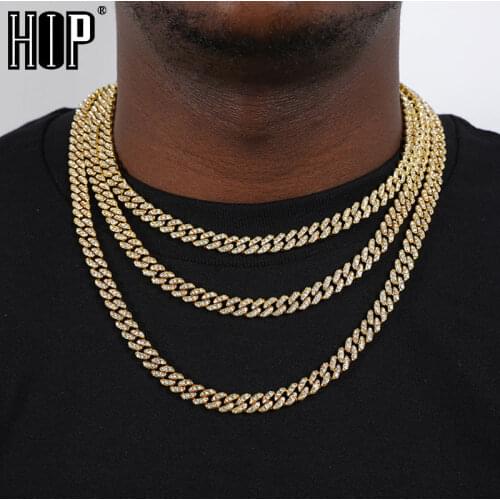Hip Hop AAA+ Bling 8MM Miami Cuban Chain 1 Row Iced Out Rhinestone Zircon Paved Necklaces Bracelets for Men Women Jewelry