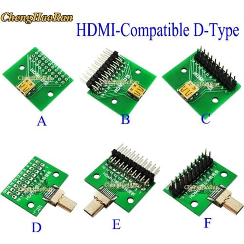 ChengHaoRan HDMI-Compatible D-type 19pin test female base splint male to 2.54dip HD interface test board adapter test board