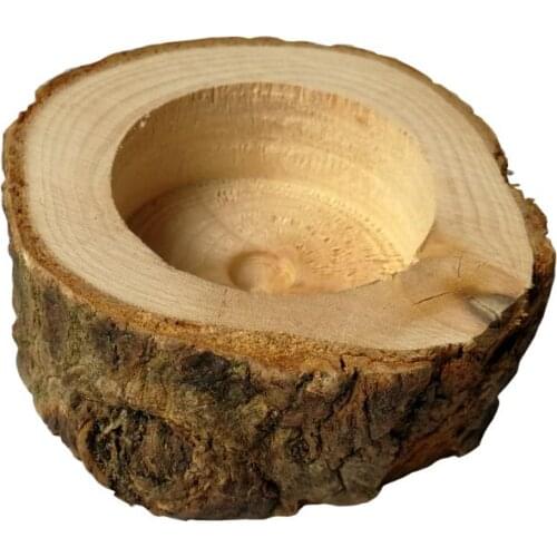 Rustic Wooden Candlestick Tealight Candle Holder Table Decoration Plant Flower Plot Ornament Craft 6x2.5cm