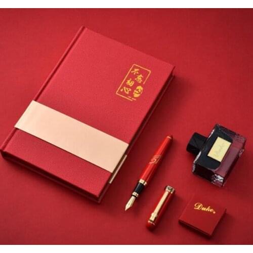 Duke D2 Vintage Fountain Pen Chinese "Fu" Pattern and Gold Clip Advanced Writing Gift Pen Business Office & Home Supply