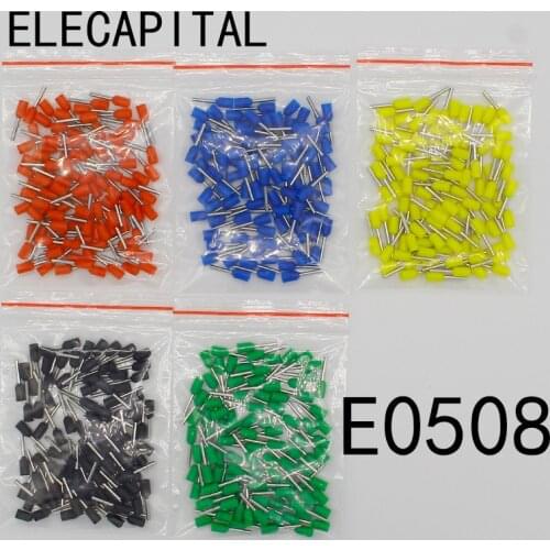E0508 Tube insulating Insulated terminals 0.5MM2 Cable Wire Connector Insulating Crimp Terminal 100PCS/Pack Connector E