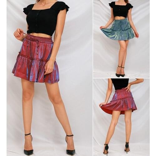 High Waist Elastic Solid Color Skirt Fashion Casual Skirts Womens New Fresh and Sweet Beauty Dress