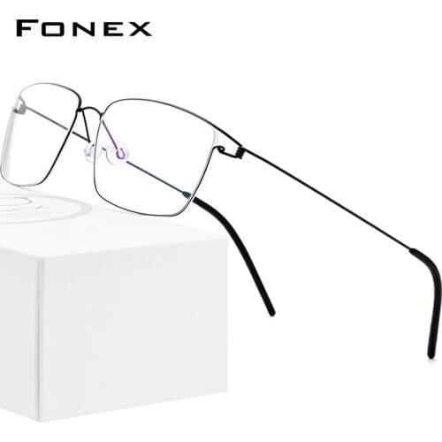 FONEX Titanium Alloy Glasses Frame Men Prescription Eyeglasses New Women Myopia Optical Korean Morten Screwless Eyewear 98624