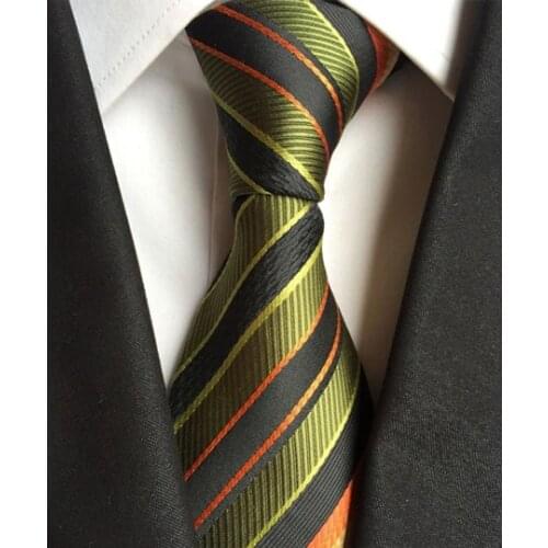 8cm New Designer Ties Army Green Necktie with Fashion Stripes