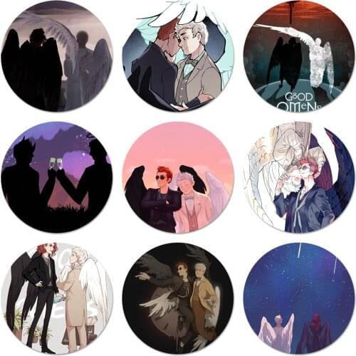 Good Omen Badge Brooch Pin Accessories For Clothes Backpack Decoration gift 58mm