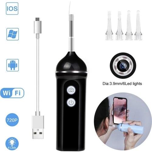 3.9/4.3/5.5mm Lens Wifi Ear Endoscope Ear Camera 1.0 Megapixel PC Phone Inspecation Endoscope Camera with 6 LEDs Waterproof