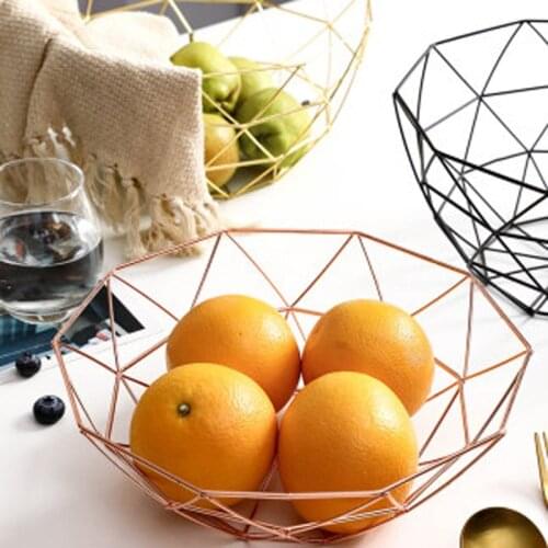 FANCITYC Nordic wrought iron modern creative fruit basket household snacks dried fruit bowl living room coffee table storage