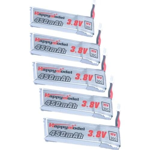 LIHV Lipo Battery 1S 3.8v 450mah 30C 60C Rechargeable FPV Battery with PH2.0 Plug for Happymodel Snapper 7 Drone Tinywhoop