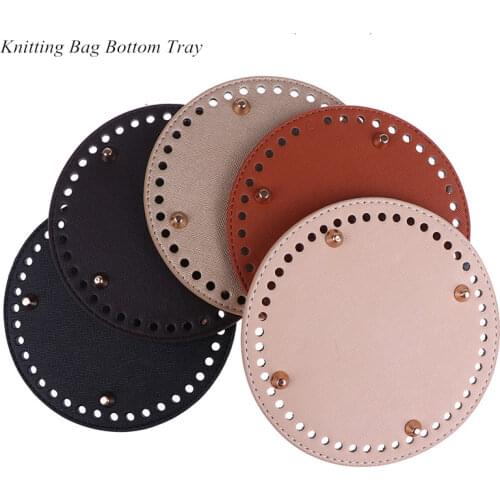 Fashion DIY Shoulder Bags Handbag Accessories Hardware Parts PU Leather Round Bottom Cross Pattern 15*15cm Knitting Tray