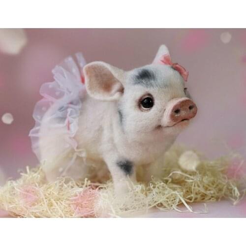 DIY 5D Diamond Painting Pig Full Round Drill Diamond Embroidery Cross Stitch Kits Animal Mosaic Patterns Rhinestone Home Decor