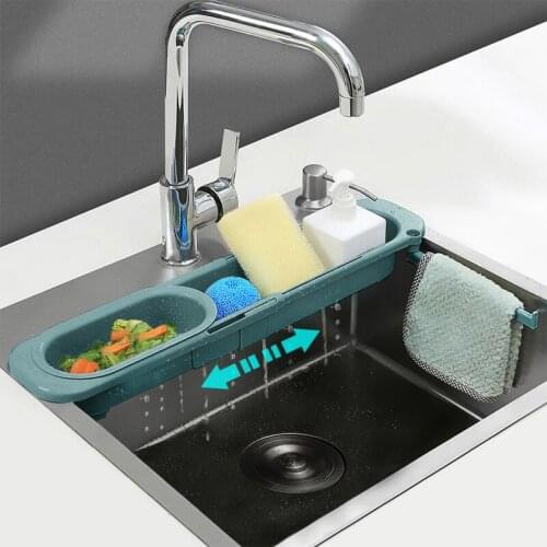 Kitchen Sink Organizer Dish Drainer Organizer for Soap Towel Rack Home Supply Kitchen Accessories Adjustable Shelf Storage Rack