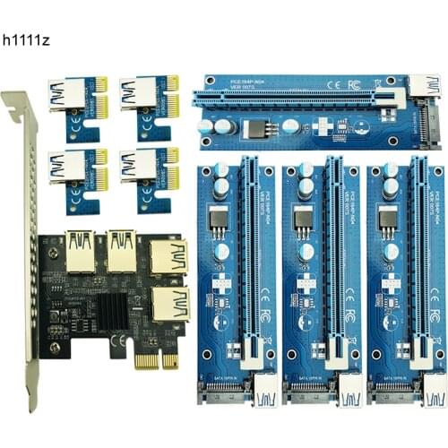 PCIe 1 to 4 PCI express 16X Riser Mining Card PCI-E 1X to External 4 PCI-e slot SATA Power Supply for BTC Miner Antminer Mining