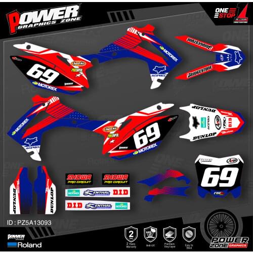 PowerZone Custom Team Graphics Backgrounds Decals 3M Stickers Kit For HONDA 2014-2017 CRF250R 2013-2016 CRF450R 093