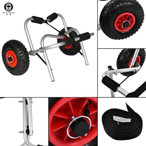 Portable Lightweight Folding Outdoor Trolley Cart Canoe Kayak Carrier Aluminum Alloy Frame Noiseless Wheels Beach Seaside Rivers