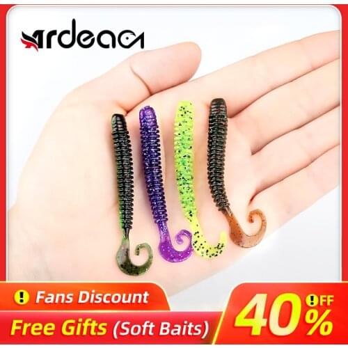 ARDEA soft fishing lure plastic 65mm 1.5g worm lure Attractive Shrimp odor salt Swivel Bass Fishing Tackle grub lure
