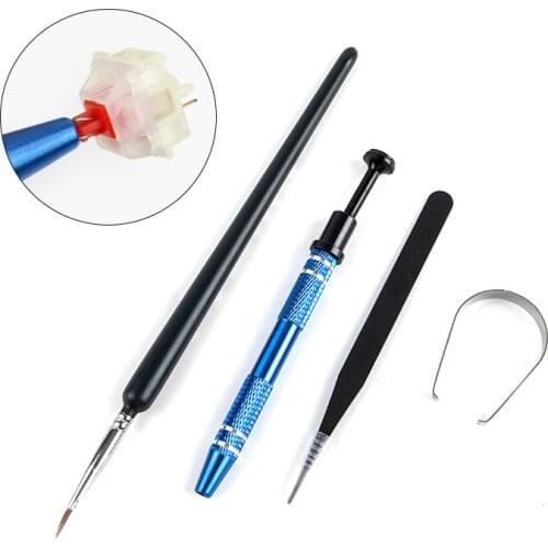 4Pcs/set Lube Brush Tweezers Switch Stem Holder Tools For MX Mechanical Keyboard