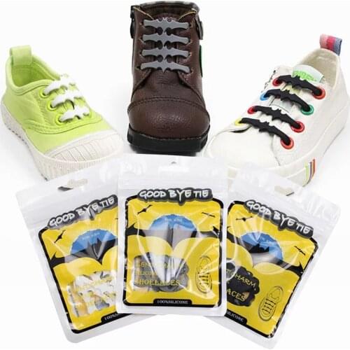 12pcs/set Silicone shoelaces Elastic Plastic No Tie shoelace White Black Grey silicone shoes lace Childrens Bat Shape Shoelaces