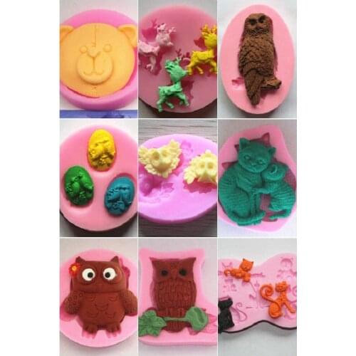 1 pcs silicone chocolate mould Cake decoration mold cartoon animal series baking tools