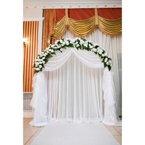 Wedding Backdrop White Curtain with Flower and Leaves Background Celebration Newborn Party Photo Booth Studio Decor