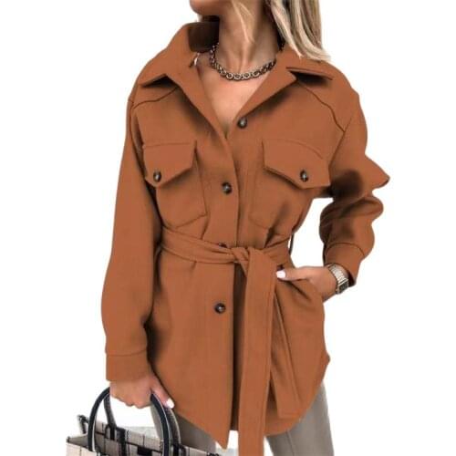 2021 New Autumn Winter Women Long Wool Blends Trench Coat Female Long Sleeve Single-breasted Belted Windbreaker Overcoat Outwear