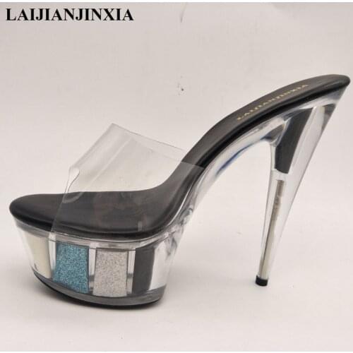 LAIJIANJINXIA 15 CM High Heels Slippers Club Night Shoes Sexy Pole Dancing Shoes Platform Womens Shoes Dance Shoes