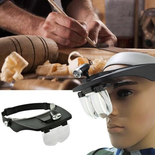 Magnifying Glasses LED Light Lamp Head Loupe Jeweler Headband Magnifier Eye Glasses Optical Glass Tool Repair Reading Magnifier