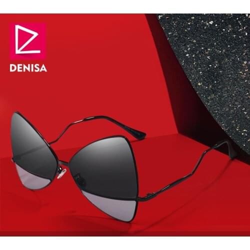 DENISA Vintage Gradient Butterfly Sunglasses Girls Trendy Retro Cat Eye Sun Glasses Women UV400 Bowknot zonnebril dames G31082