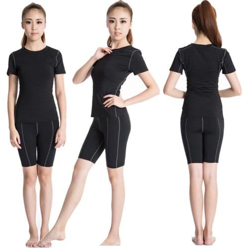 Womens Pro Tight Training Short-Sleeved Sports Fitness Yoga Wicking And Quick-Drying T-Shirt Clothes Apparel Gothic Fashion