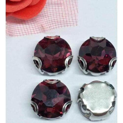 The Stone Flower Wine red Crystal Glass Sewing Rhinestones with D Shape Claw DIY Jeans Woman and Wedding Dresses
