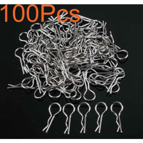 100pcs HSP 02053 Stainless Steel Bend Body Clip R Clip For 1/8 1/10 1/16 RC Car Flying Fish 94122 94123 94166 94155 94177 94188